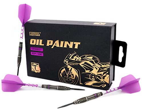 CUESOUL Exhaust 25 g Stahlspitze 90% Tungsten Dart-Set mit Ölfarbe und vereinheitlichendem ROST T19 Flight