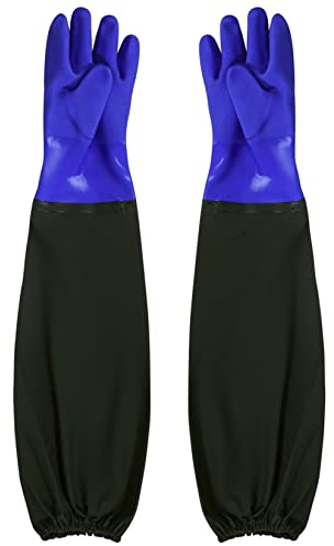 Guanti per Pulizia Laghetto, Guanti da Lavoro di Sicurezza a Maniche Lunghe, Guanti da Giardinaggio Acquario a Braccio Completo in Gomma Antiolio Impermeabile per Pulizia Scarichi, per Uomo Donna