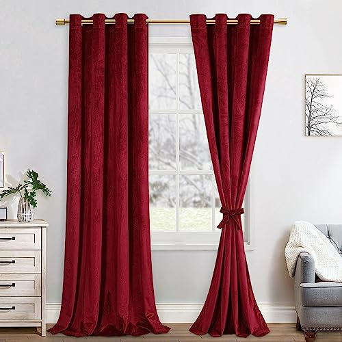 JIUZHEN Cortina de terciopelo para Navidad, salón, cortina de terciopelo, decoración navideña, cortinas con ojales, juego de 2 cortinas para dormitorio, protección contra el frío, terciopelo