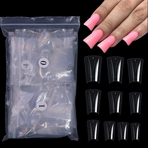 CHANGAR 500 st ankfötter stil nagelspetsar klar anka fötter fläkt utsvängd nagelförlängning lapp för akrylnaglar breda franska falska naglar förlängningsspetsar speciella former halvskydd akryl