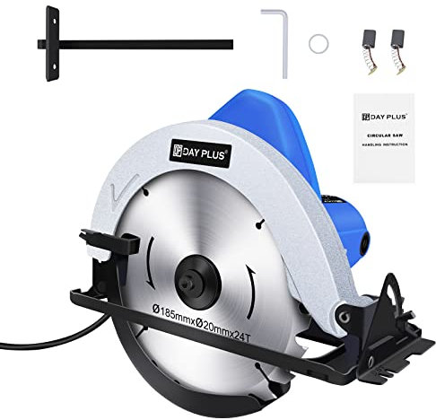 185mm Circular Saw for Wood/Plastic Cutting, 1500W Electric Saw, 5500RPM Mini Electric Circular Saw, Bevel Angle(0 to 45°), Adjustable Cutting Depth