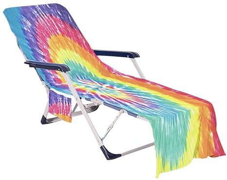 Fodera per poltrona da spiaggia con tasche, telo per sedia da spiaggia, asciugamano colorato in microfibra con tasche laterali, copertura per chaise lounge per spiaggia, piscina, giardino, cortile