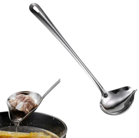 XIAOJINGQINGAQ 11.14 inch Silver Stainless Steel Sauce Ladle, Dishwasher Safe