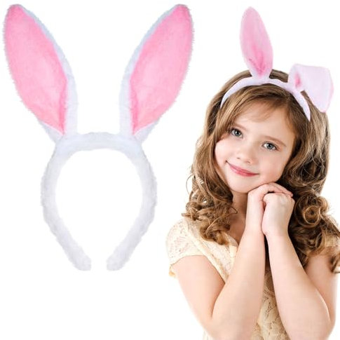 LunarCharm Bandeau oreilles de lapin en peluche pour enfants - Bandeau pour Noël - Chapeau de lapin de Pâques - Accessoire de costume - Bandeau pour cheveux - Carnaval - Fête, multicolore, L