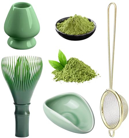 Matcha Set di scope Matcha Whisk, Matchabesen, Matcha, frusta per matcha, accessorio per tè giapponese Matcha con colino da tè per la cerimonia del tè per la preparazione e la miscelazione di matcha
