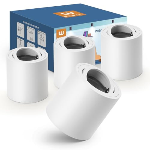 wowatt 4 Packs Faretti Led Soffitto Bianco, Faretto da Soffitto Orientabili, con Attacco GU10, Faretti Soffitto in Alluminio, Ø 80 * 85mm, Senza lampada GU10