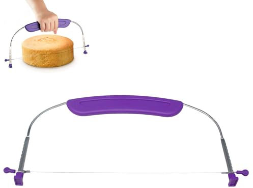 Professional 3-in-1 Cake Leveler & Slicer Tool - Stainless Steel Adjustable Cake Cutter for Baking, Layer Leveling, and Precision Cake Decorating (Purple, Non-Slip Handle)