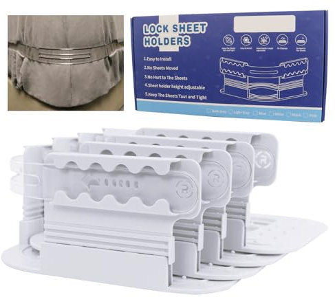 Sujeta Sabanas Bajeras Mejorado y Extraíble, Ajustable para Cuatro Alturas, Fácil Instalación, se Adapta a Las Esterillas de 8 a 30 cm Soportes de Hoja Gruesos Mantiene Las Hojas Firmes y