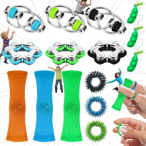 lankai 15 Piezas Fidget Toys, Juguetes para Ansiedad, Juguetes Antiesfuerzo, Juguetes Antiestrés para Adultos,Kit de Juguetes Sensoriales,Juguetes para Autismo y TDAH,Set de Fidget Toys para Ansiedad