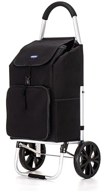 Large Lightweight Shopping Trolley with Wheels – 64L Grocery Cart with Handle, Heavy-Duty & Collapsible for Easy Storage – Ideal for Shopping, Laundry & Travel (Black)