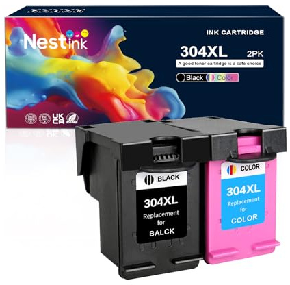 304XL Tintenpatronen (1 Schwarz, 1 Farbe) Kompatibel mit HP 304 Druckerpatronen, 304 XL Kompatibel mit HP304 für Envy 5020 5032 5010 5030 5034 Deskjet 2630 3760 2600 2620 2621 Drucker-Tintenpatronen