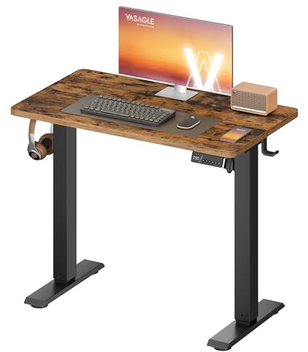 VASAGLE Electric Standing Desk, Height Adjustable Desk, Sedentary Reminder, 4 Memory Heights, for Home Office, 80 x 50 cm, Rustic Brown LSD308KD01