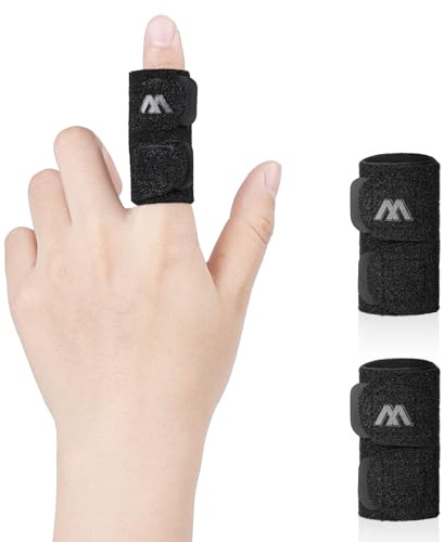 AYBUY Fingeravel, 2 stycken andningsbara fingerband, tumsäkring, finger skydd för brutna artrit, svart, ett finger, M