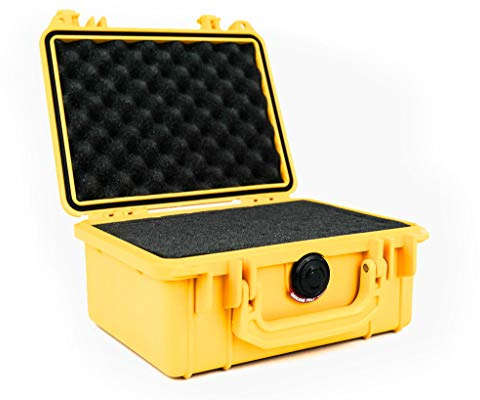 PELI 1150 Caja Protectora estanca Profesional para Equipos de fotografía y vídeo, IP67 estanca3L de Capacidad, Fabricada en EE.UU., con Espuma Personalizable, Color Amarillo