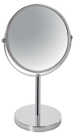 Spirella Schminkspiegel Kosmetikspiegel Standspiegel Badezimmerspiegel Sydney 2-Fach Vergrößerung - Ø 17cm - Silber glänzend