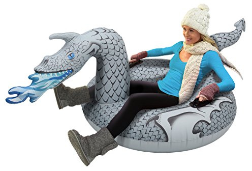 GoFloats Winter Snow Tube - Inflatable Sled for Kids and Adults (Choose from Unicorn, Disney's Frozen, Ice Dragon, Polar Bear, Penguin, Flamingo)
