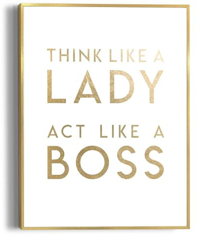 REINDERS Gerahmtes Bild, Lady Boss, Kinderzimmer, Bilder, Wanddeko, Room Decor, MDF, Gold, 40 x 30