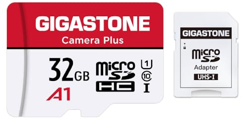 Gigastone Kamera Plus 32GB MicroSDHC Speicherkarte + SD Adapter, für Action-Kamera Drohne und Tablet, Lesegeschwindigkeit bis zu 90MB/s, Full HD-Videoaufnahme, A1 U1 Klasse 10 Micro SD Karte UHS-I