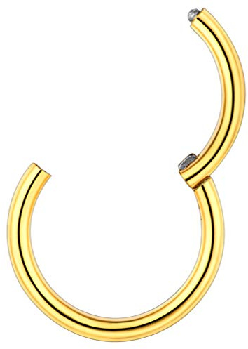 PROSTEEL Piercing Naso Libbra Orecchino 20G Gauge Cerchio di Naso Libbra Piercing Hoop, Diametro 7 mm, Acciaio Inossidabile Placcato Oro 18K, Oro (Confezione Regalo)