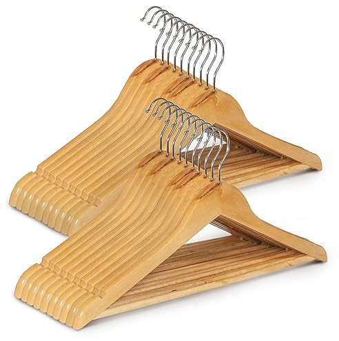 msc K-ONE 20 x Wooden Coat Clothes Hanger Garment Wood Wardrobe Hanger