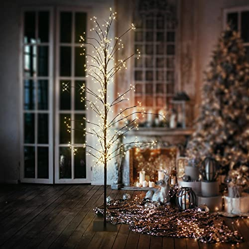 ECD Germany Albero Luminoso a LED Bianco Caldo, 180 cm, Decorazione Natalizia con 480 LED e Timer per Interni ed Esterni IP44, Abete Artificiale Rami Flessibili per Natale, Addobbo per Casa