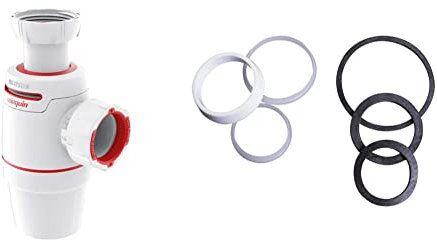 Wirquin 30722158 Siphon de lavabo Neo Air D32, Blanc & 39370003 Assortiment de Joint de Siphon, Blanc et Noir