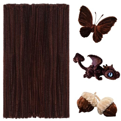 180 Pieces Pipe Cleaners Chenille Stem, Brown Pipe Cleaner, Craft Pipes Cleaners, 11.8inch Christmas Pipes Cleaner Chenille Stems for DIY Art Crafts Decorations Supplies (Dark Brown)