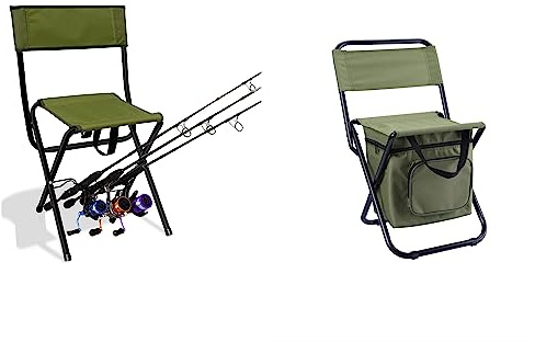 LEADALLWAY Fishing Chair with Rod Holder and Fishing Chair with Cooler Bag