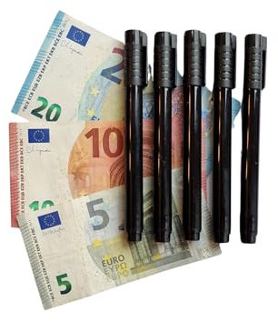 Fortoo 5 Stück Geldschein-Stifte, Falschgeld, Geldscheine, Geldscheine, Erkennung von falschen Banknoten, Marker, Geldkontrolle, 5 Stück