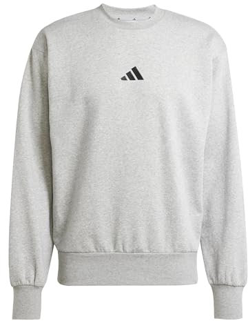 adidas Herren Essentials FEELCOZY Fleece Sweatshirt, medium Grey Heather/Black, XL