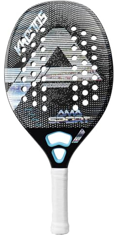 AMA SPORT Beach Tennis Racket 3K Carbon Fiber with EVA Foam Core Professional Carbon Beach Tennis Paddle for Advanced Players (Blue)