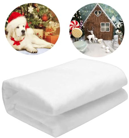 KPYZLBD Neige artificielle décorative 80 cm x 300 cm - Couverture de neige en ouate - Décoration de Noël - Fausse peluche blanche - Tapis de neige artificiel - Décoration de fond de village