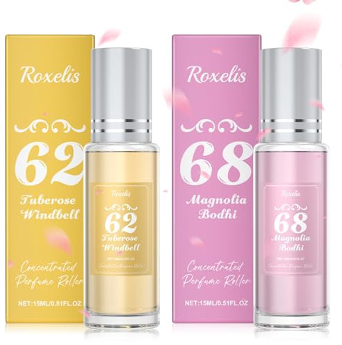 2 Stück Mini Parfüm Roll-On 15ml Frauen Parfüm Tragbarer Damendüfte Befeuchtet Die Haut Geschenke Für Verliebte, Frauen, Männer, Mütter(Gelb 62, Rosa 68)