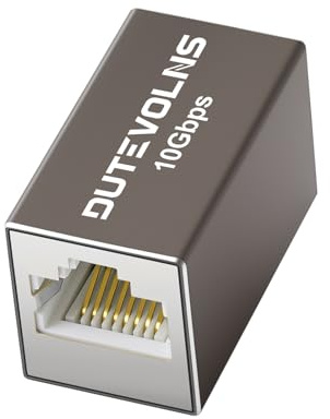 Dutevolns Adaptador RJ45 Ethernet 10Gbps, Adaptador de expansión, Conector RJ45 Hembra a Hembra, Extensor Ethernet para Cable Cat8 Cat7 Cat6 Cat5, Extensión de Larga Distancia de 100m, Gris