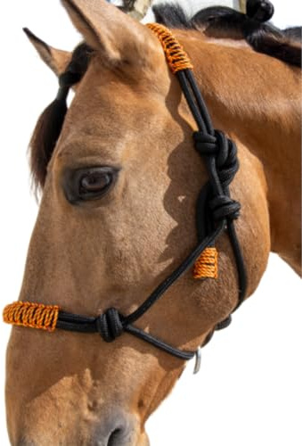 Cabezada de cuerda H3 | Adornos hilo | Color Negro | Equipamiento para el caballo | Producto de Guarnicionería para Hípica y Doma Los Nietos