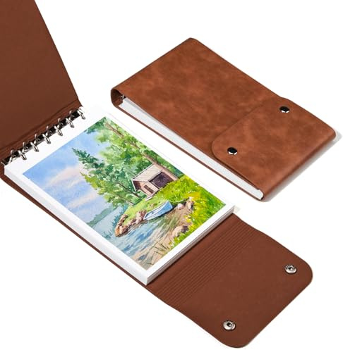 Lightwish Cuaderno de Bocetos de Acuarela, Diario de Acuarela Cold Press 100% Algodón Sin Ácido 300gsm/140lb, Papel de Acuarela para Artistas, Adultos y Estudiantes, 20 Hojas, 14.7 x 20.8 cm