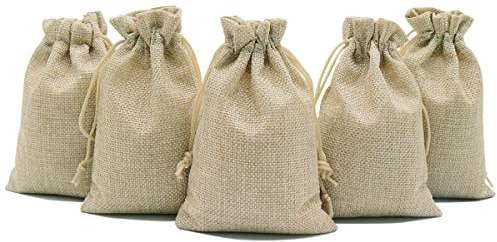 YUNSHANGHE 24 stycken jutesäckar, små presentpåsar 15 x 20 cm, jutepåse tygpåse, smyckespåse med dragsko, linnepåsar för smycken bröllopspresenter jul