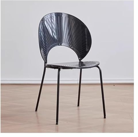 Genomskinlig genomskinlig matstol med kuddrullande skaldesign stilren flerfärgad alternativ modern päls för hem och kontor (svart)