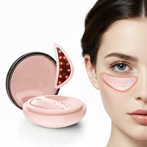 Rotlicht Augenmassagegerät für die Augenpartie – Elektrisches Augenpflegegerät mit LED Licht & Massage zur Unterstützung bei Augenringen, Schwellungen und müdem Aussehen (pink)