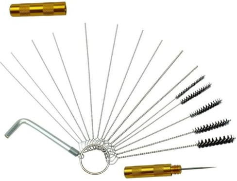SEWOART Kit de Nettoyage pour Pistolet à Peinture, 15 Pièces Brosses et Clés, Accessoires pour Aérographe, Outils de Nettoyage Précis pour Pulvérisateur, Entretien Auto, Moto et Bateau,