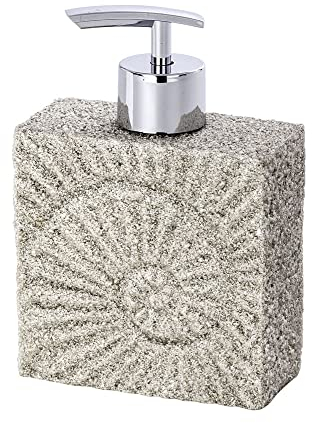 WENKO Seifenspender Fossil Beige - Flüssigseifen-Spender, Spülmittel-Spender Fassungsvermögen: 0.23 l, Polyresin, 10.3 x 14.6 x 5 cm, Beige