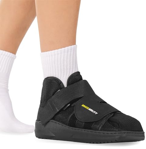 BraceAbility Closed Toe Medical Walking Shoe - Lightweight Broken Toe Cast Boot, Fractured Foot Brace for Metatarsal Stress Fracture, Post-op Bunion, Hammertoe Surgery Recovery - For Men or Women (L)