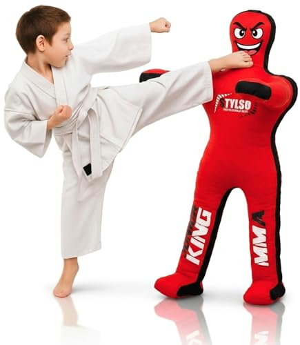Un-Filled Wrestling Dummy for Kids – Youth Grappling Dummies BJJ, MMA, Jiu Jitsu & Judo Training Partner – Durable Martial Arts Practice Buddy (Red, 3ft / 36 Inches)