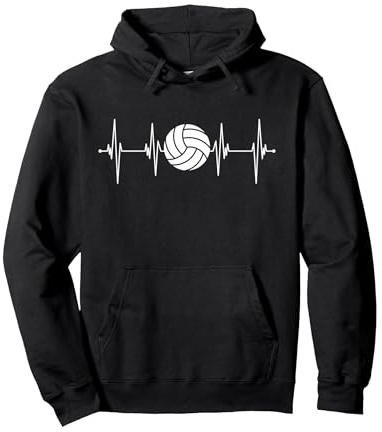 Pallavolo Divertente Volley Battito Cardiaco Regalo Felpa con Cappuccio, Unisex per adulti, Nero, XL