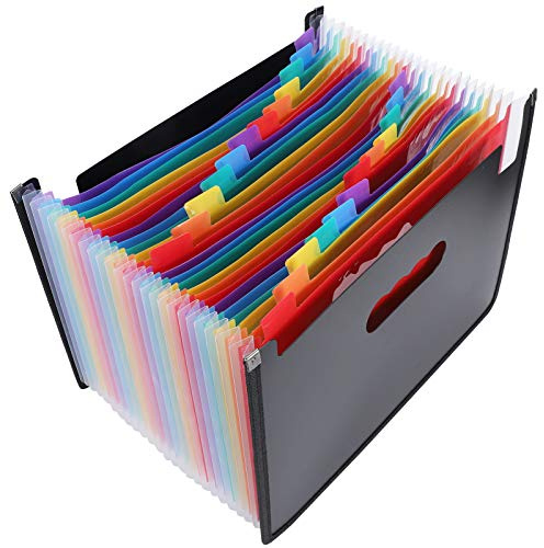 Organizadores de archivos expandibles Cajas de archivo de 24 bolsillos Organizador de documentos Carpeta de archivos Carpetas de escritorio A4 Expansor para almacenamiento de papel y archivos