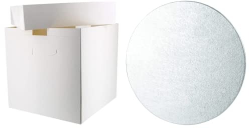 ART OF CAKE® 6-Inch Round NAVY BLUE Cake Drum Board &White cake Box