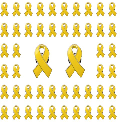 WANDIC Lot de 50 Broches à Ruban Jaune pour Sensibilisation au Cancer des os pour Les tumeurs sacrées, Métal
