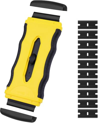 Flintronic 1 st fönsterskrapa, keramikplatta, med 10 stycken plastblad, för induktionshäll, bil, glas, spegel, självhäftande, rengöring