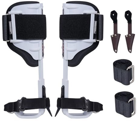 VEVOR Steigeisen Baumklettern, 1 Paar Baumklettern Ausrüstung, 158 kg Tragkraft, Baumsteigeisen mit Gurten und Spike-Schutz, Baumpflegeausrüstung, Climbing Spike Set für Kletterer, Obstpflücken, weiß