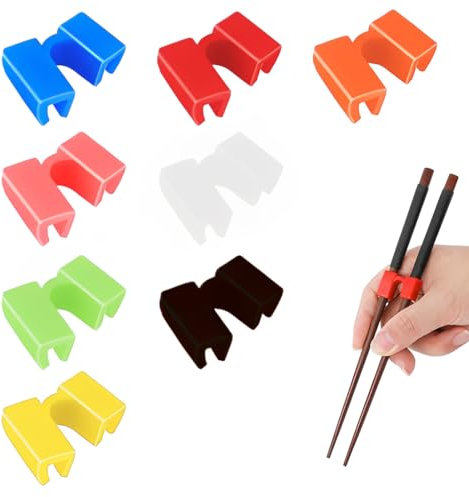 UEAVOID 8 Piezas Ayudantes de Palillos de Bambú, Entrenador de Uso de Palillos, Juntas de Entrenamiento de Palillos de Plástico para Adultos y Niños para Aprender y Entrenar